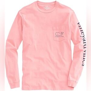 Vineyard vines pink and navy long sleeve tee